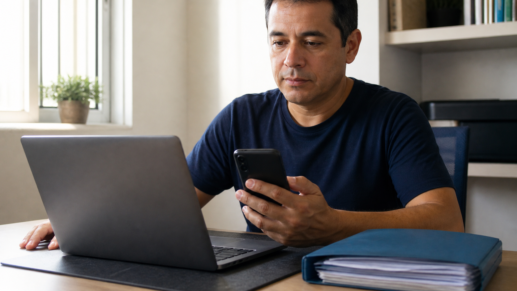 Consumidor usa computador e celular para reforçar a segurança de sua identidade financeira